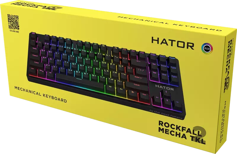 Ігрова клавіатура HATOR Rockfall 2 Mecha TKL Orange (HTK-520) Black фото