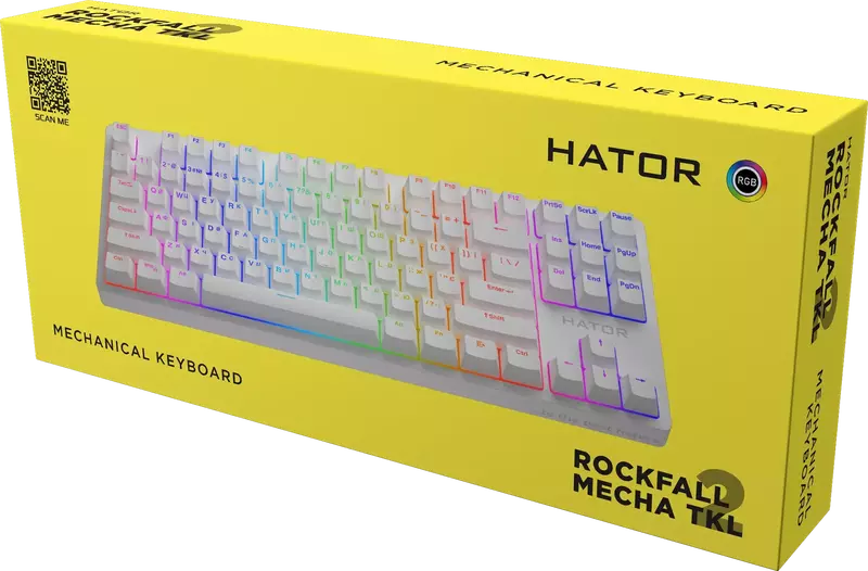Ігрова клавіатура HATOR Rockfall 2 Mecha TKL Orange (HTK-521) White фото