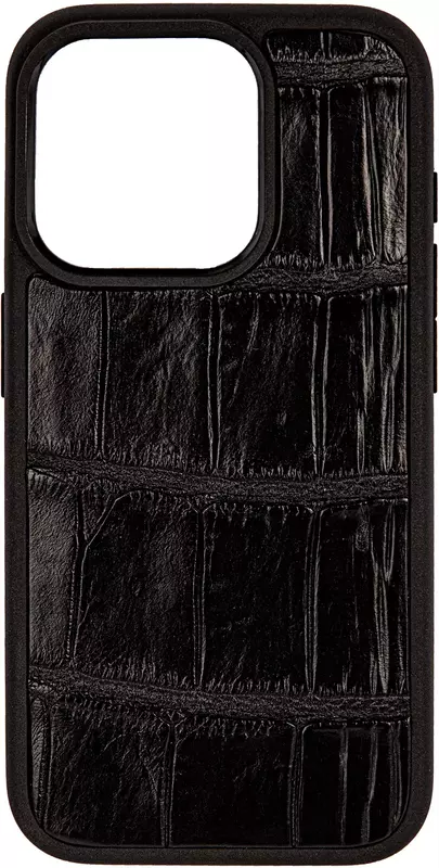 Чохол для iPhone 15 Pro Max Kartell з чорної шкіри крокодила - фото - №0