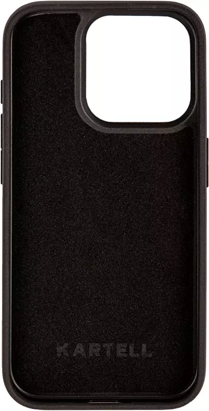 Чохол для iPhone 15 Pro Kartell чорна натуральна шкіра з тисненням ЗСУ фото