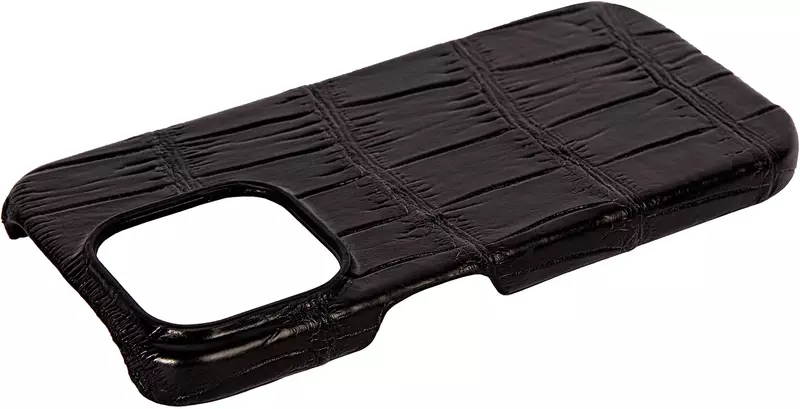 Чохол для iPhone 15 Pro Kartell повністю обтягнутий чорною натуральною шкірою крокодила фото