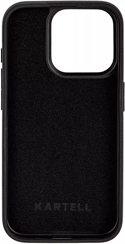 Чохол для iPhone 15 Pro Kartell з чорної шкіри пітона з широкими лусочками фото