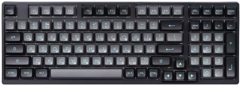 Клавіатура AKKO 3098B Black&Cyan 98Key, CS Jelly White RGB (6925758617635) фото