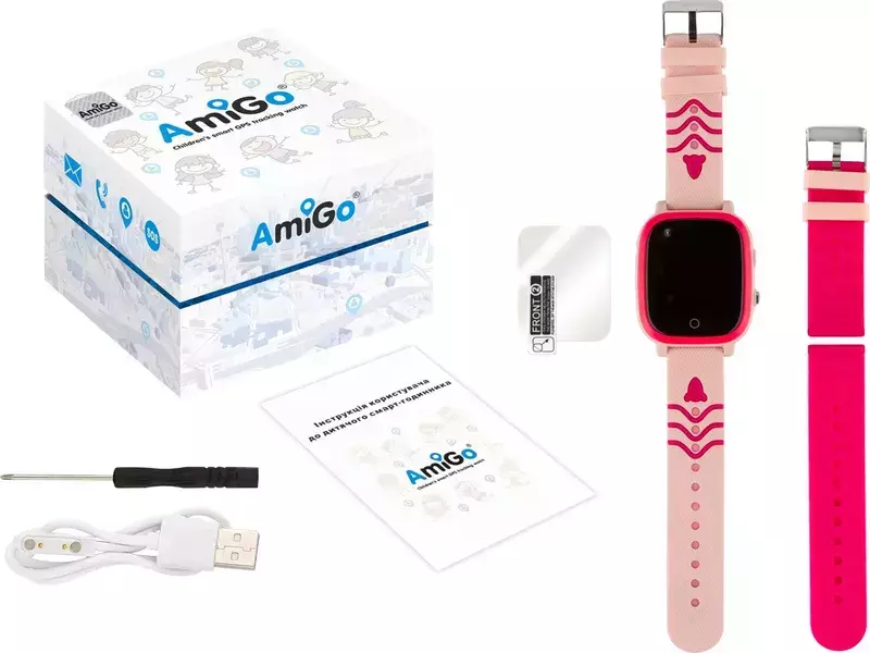 Детские смарт-часы AmiGo GO005 4G WIFI Thermometer (Pink) фото