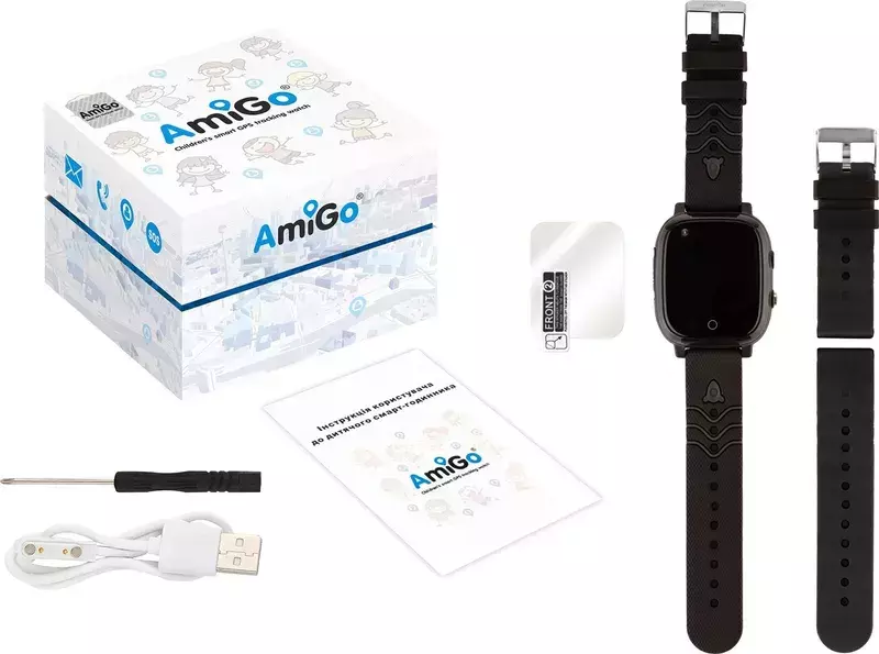 Детские смарт-часы AmiGo GO005 4G WIFI Thermometer (Black) фото