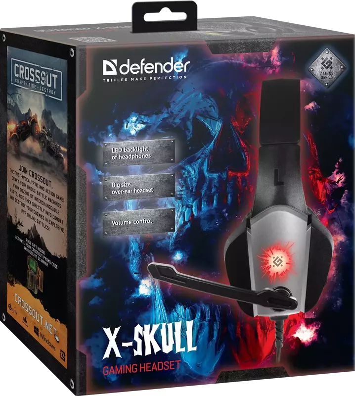 Гарнітура ігрова Defender X-Skull (Black Grey) 64585 фото