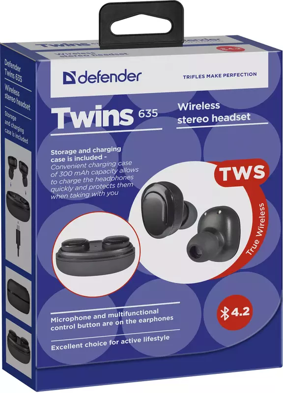 Наушники Defender Twins 635 (Black) 63635 фото