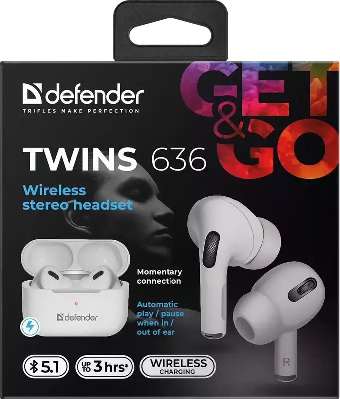 Навушники Defender Twins 636 Pro (White) 63636 фото