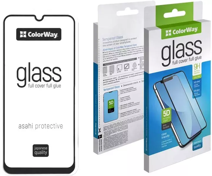 Защитное стекло Oppo A58 ColorWay 9H FC glue (black) фото