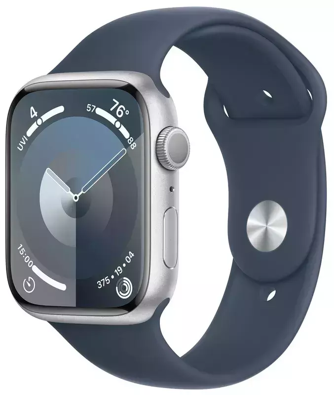 Apple Watch Series 9 41mm Silver Aluminum Case with Storm Blue Sport Band - S/M фото