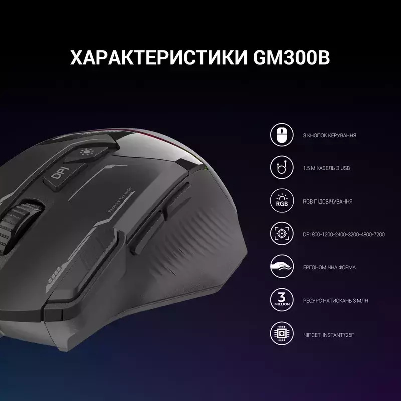 Ігрова комп'ютерна миша GamePro GM300B (Black) фото