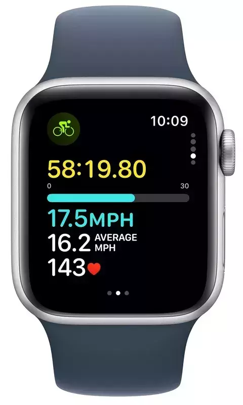 Apple Watch SE GPS 40mm Silver Aluminium Case with Storm Blue Sport Band - S/M фото
