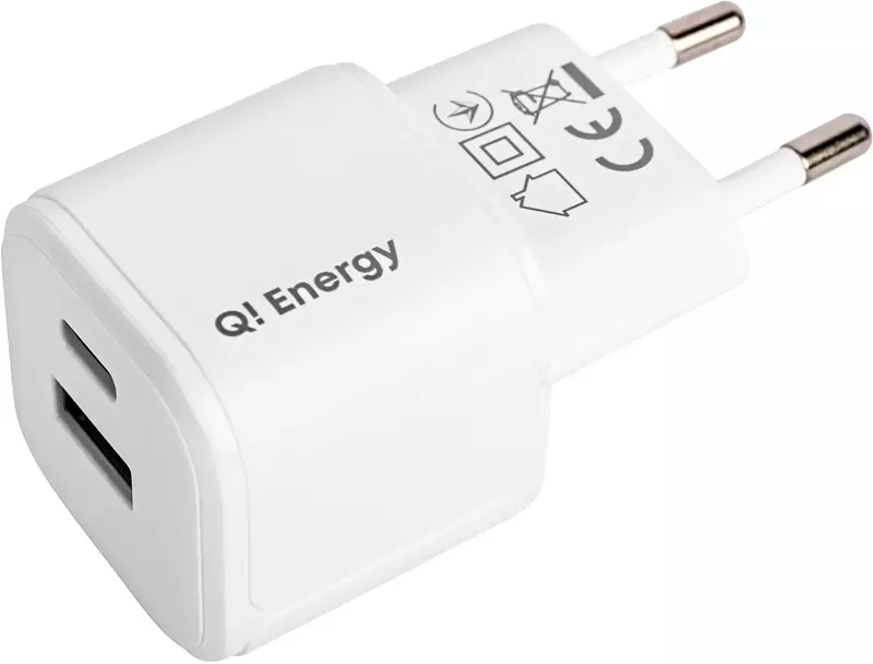 Ун. МЗП Q.Energy (RDT3202-QP) GaN USB-A + USB-C max 30W бiлий фото