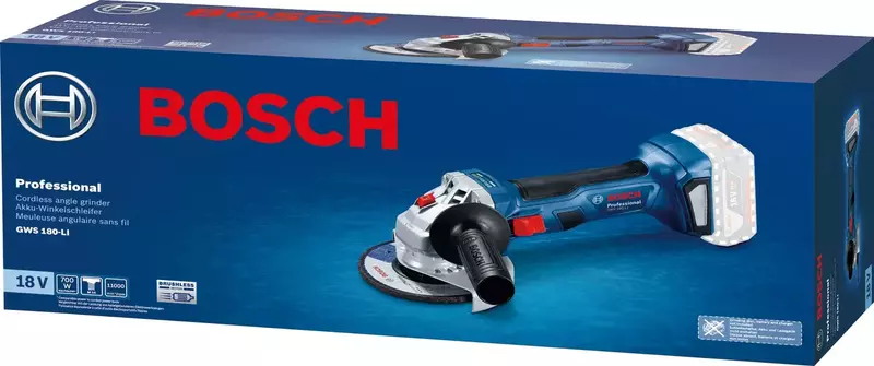 Шліфмашина кутова акумуляторна Bosch GWS 180-LI, 125мм 18V без АКБ та ЗП (0.601.9H9.020) фото