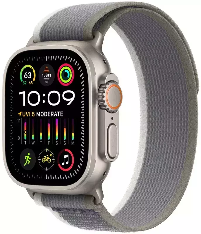 Apple Watch ULTRA 2 49mm Titanium Case with Green/Gray Trail Loop (M/L) фото