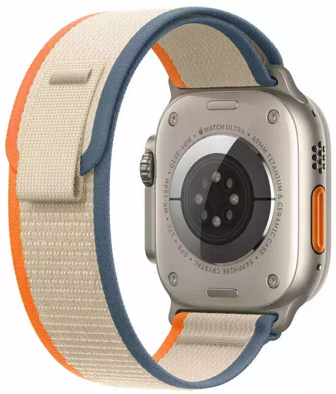 Apple Watch ULTRA 2 49mm Titanium Case with Orange/Beige Trail Loop (S/M) фото
