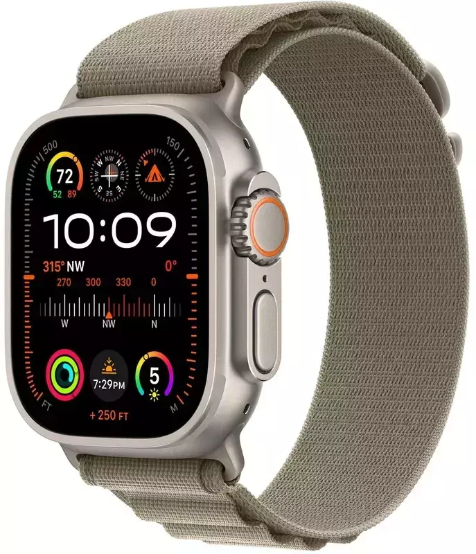 Apple Watch ULTRA 2 49mm Titanium Case with Olive Alpine Loop (Small) фото