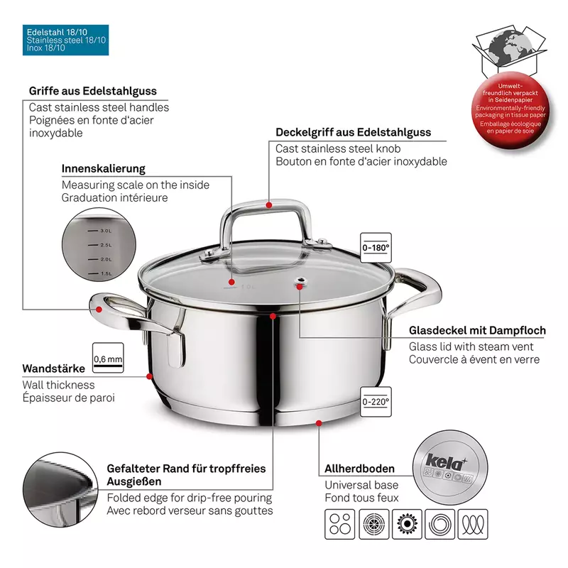 Каструля з кришкою KELA Flavoria, 16 см, 1,2 л (10171) - фото - №8