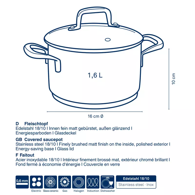 Каструля з кришкою KELA Flavoria, 16 см, 1,6 л (10174) - фото - №7