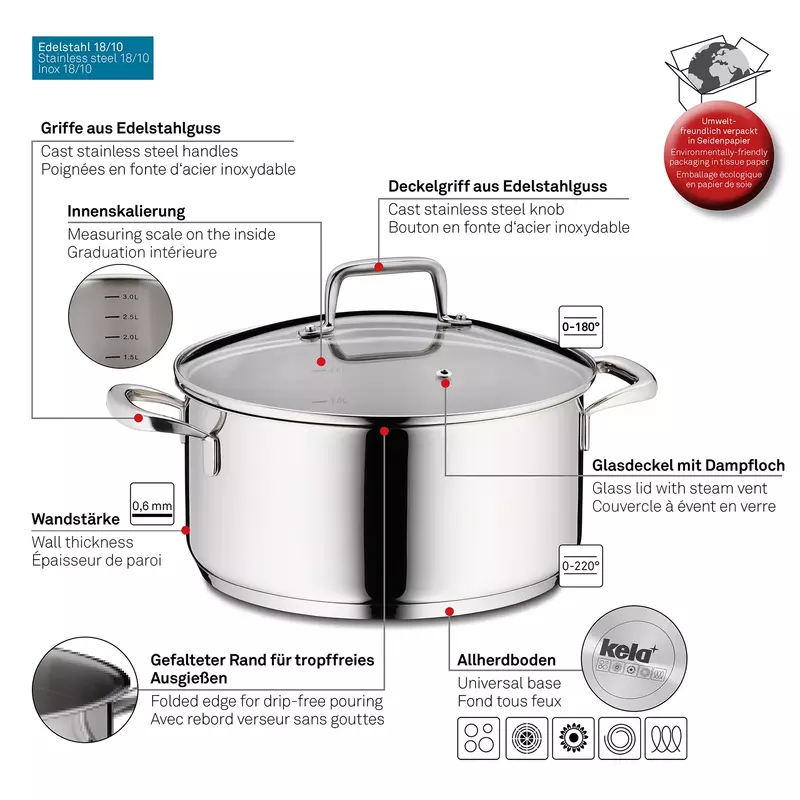 Каструля з кришкою KELA Flavoria, 24 см, 4,6 л (10173) - фото - №8