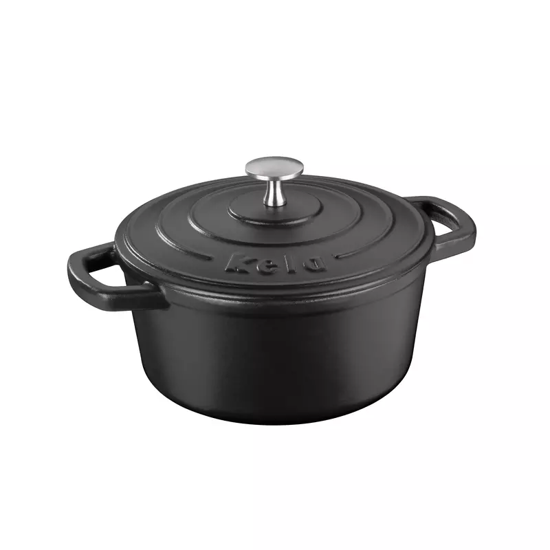 Каструля чавунна з кришкою KELA Calido, 21 см, 2,5 л (12470) чорна - фото - №0