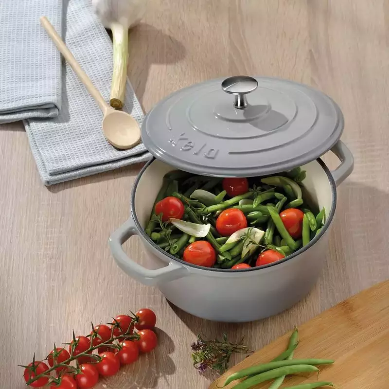 Каструля чавунна з кришкою KELA Calido, 24 см, 3,8 л (12471) чорна - фото - №11