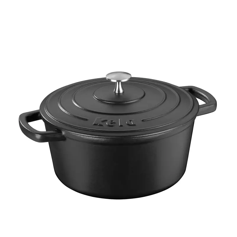 Каструля чавунна з кришкою KELA Calido, 24 см, 3,8 л (12471) чорна - фото - №0