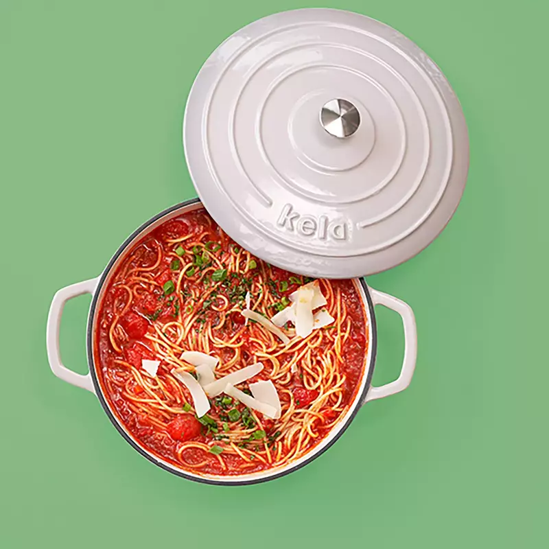 Каструля чавунна з кришкою KELA Calido, 24 см, 3,8 л (12606) сіра - фото - №12