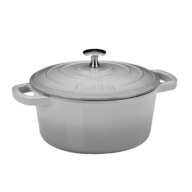 Каструля чавунна з кришкою KELA Calido, 24 см, 3,8 л (12606) сіра - фото - №0