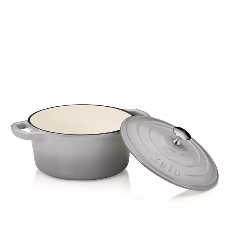 Каструля чавунна з кришкою KELA Calido, 24 см, 3,8 л (12606) сіра - фото - №5