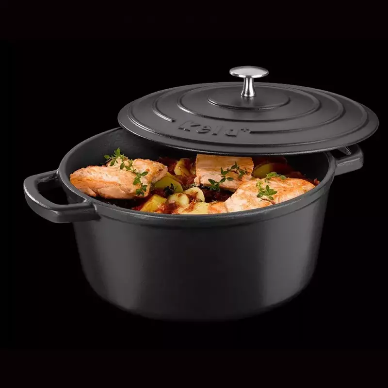 Каструля чавунна з кришкою KELA Calido, 26 см, 4,6 л (12472) чорна - фото - №4