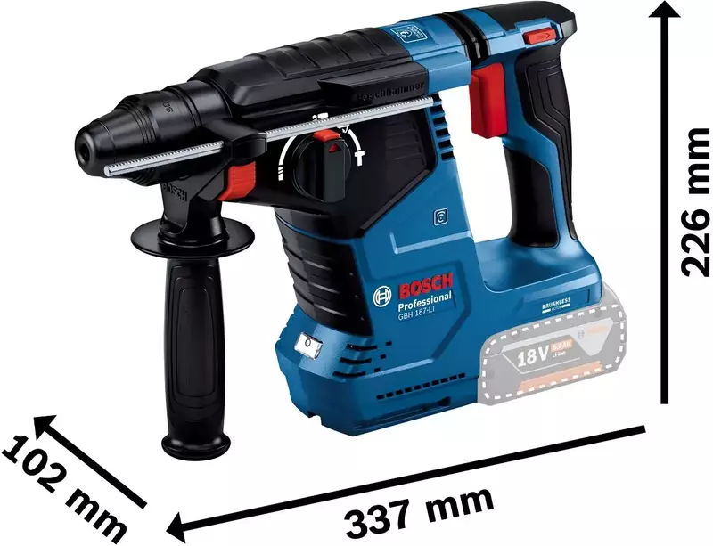 Перфоратор акумуляторний Bosch GBH 187-LI Professional 18V без АКБ та ЗП (0.611.923.020) фото