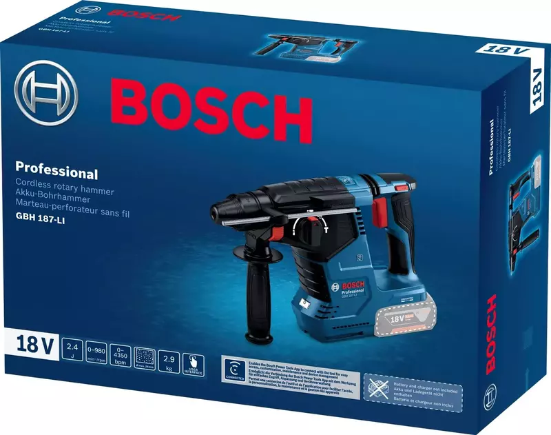 Перфоратор акумуляторний Bosch GBH 187-LI Professional 18V без АКБ та ЗП (0.611.923.020) фото