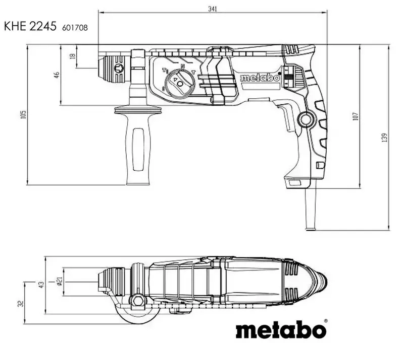 Перфоратор Metabo KHE 2245, 750Вт (601708500) - фото - №1