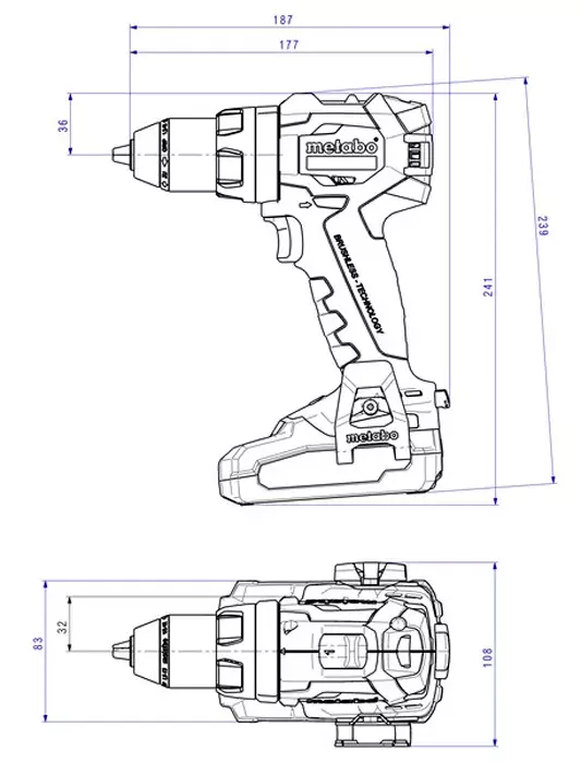 Шуруповерт-дриль акумуляторний Metabo BS 18 LT BL 18V без АКБ та ЗП (602325890) фото