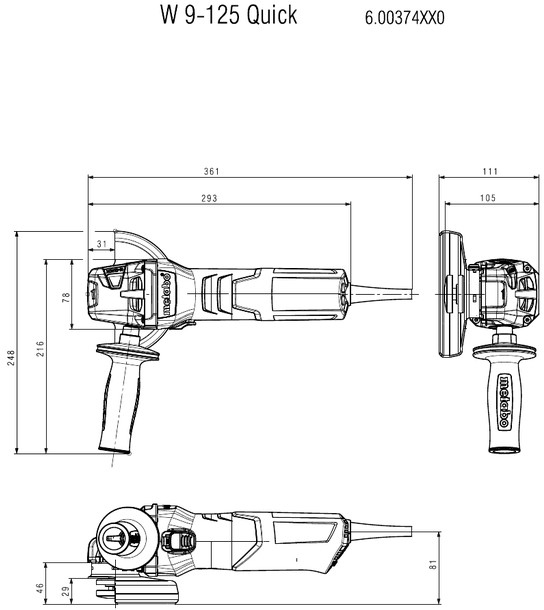 Шліфмашина кутова Metabo W 9-125 Quick, 125мм, 900Вт (600374010) - фото - №4