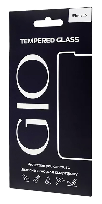 Захисне скло GIO для iPhone 15 (black) фото