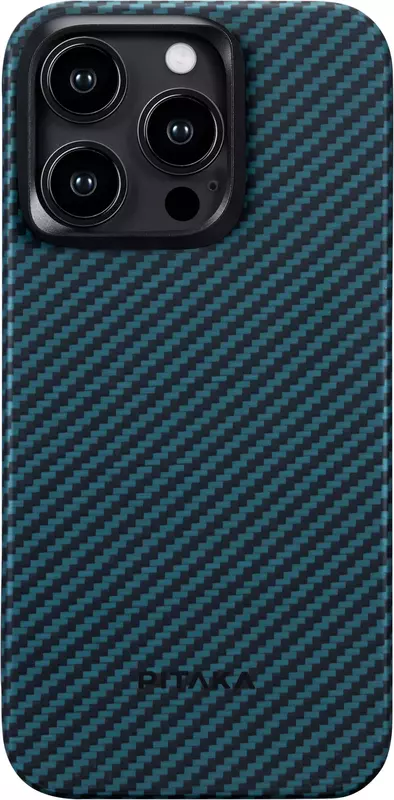 Чохол для iPhone 15 Pro Max Pitaka MagEZ Case 4 Twill 1500D Black/Blue (KI1508PM) фото