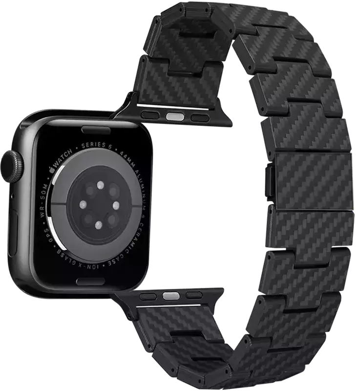 Ремінець для Apple Watch 49/45/44mm Pitaka Carbon Fiber Watch Band Retro (Black/Grey) AWB2311 фото