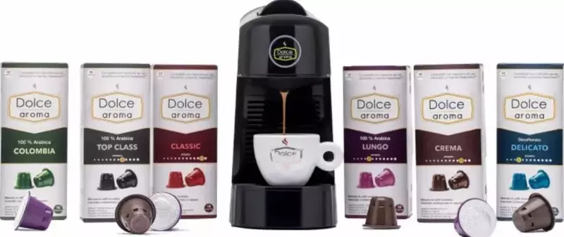 Капсульна кавоварка DOLCE AROMA PINTA із системою Nespresso Чорна (6971626982770) фото