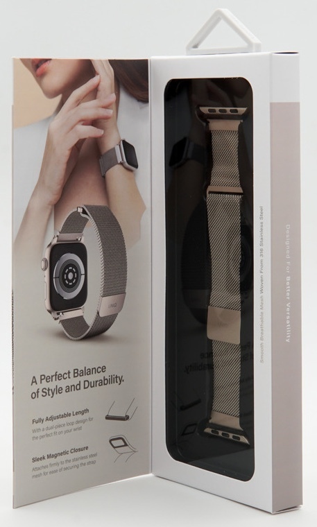 Ремінець APPLE WATCH STRAP 41/40/38MM UNIQ DANTE MESH STEEL STARLIGHT - фото - №4