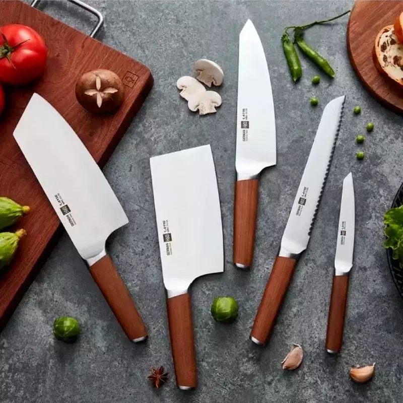 Набір ножів HuoHou сталеві з підставкою, 5шт. (HU0158) фото