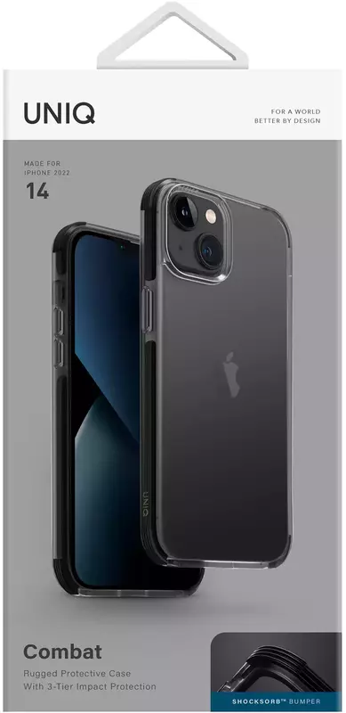 Чохол для Iphone 14 Uniq HYBRID COMBAT CARBON BLACK (UNIQ-IP6.1(2022)-COMBLK) - фото - №5
