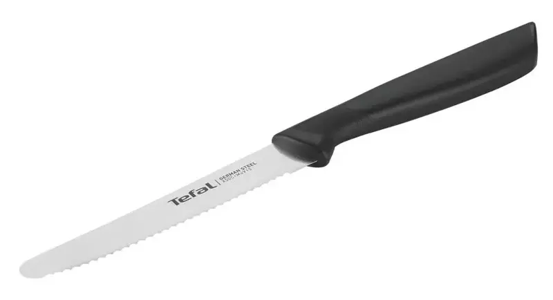 Нож универсальный, зубчатый Tefal COLORFOOD, длина лезвия 10 см, черный фото