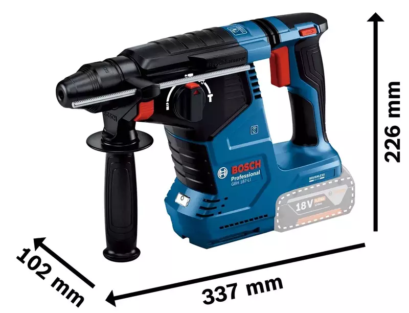 Перфоратор акумуляторний Bosch GBH 187-LI Professional 18V АКБ 2x5.0 Аг фото