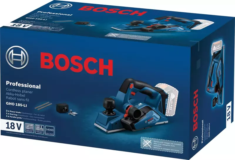 Електрорубанок акумуляторний Bosch GHO 185-LI, 18V без АКБ та ЗП фото