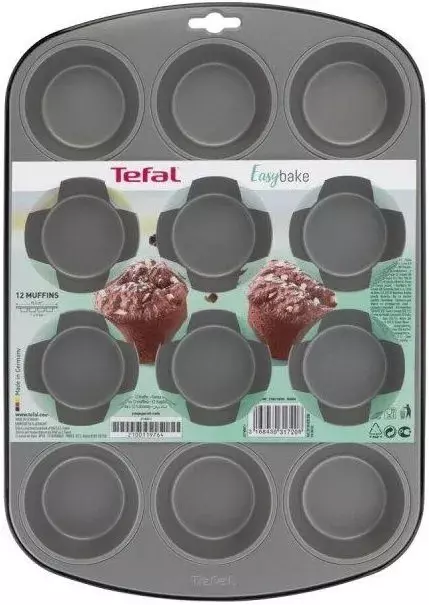 Форма для випікання маффінів Tefal Easybake baking на 12 шт. 38*27*3 см, вуглецева сталь фото