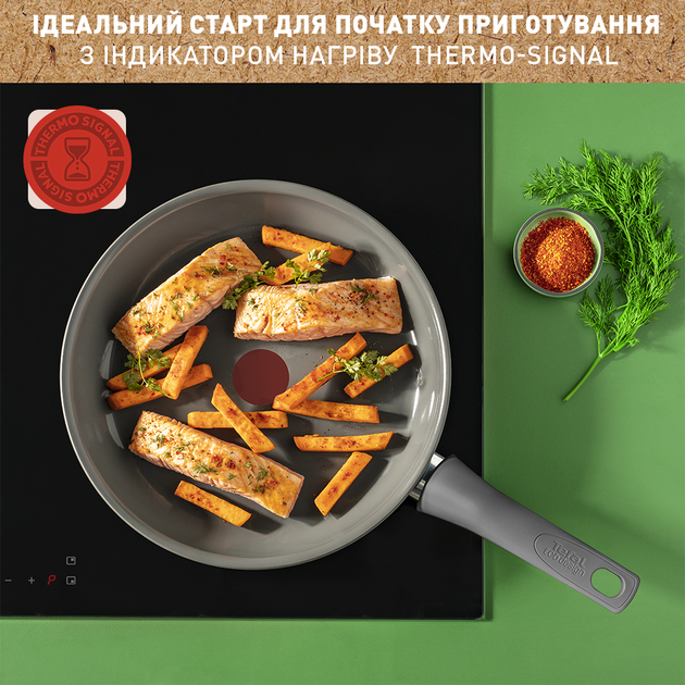 Сковорода ВОК Tefal Renewal, 28см, алюміній, бакеліт, сірий фото