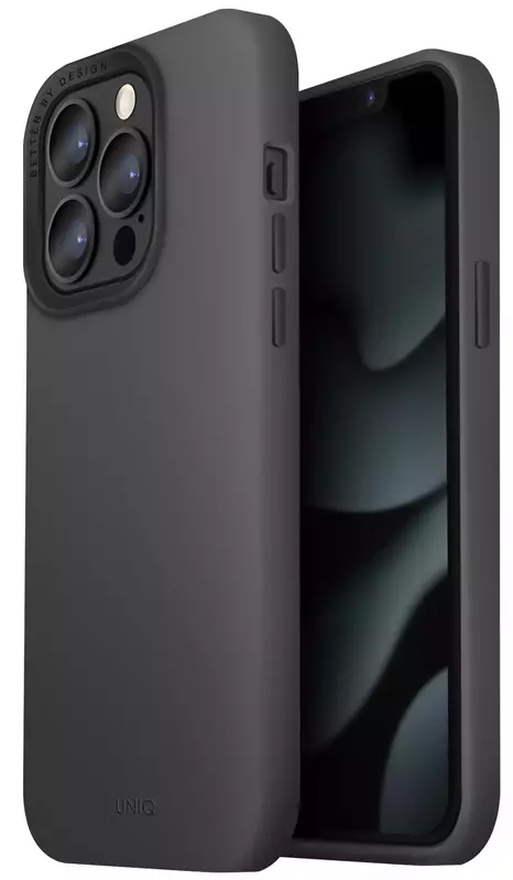 Чохол для iPhone 14 Uniq Magclick Charging Lino Hue Charcoal (Grey) - фото - №1