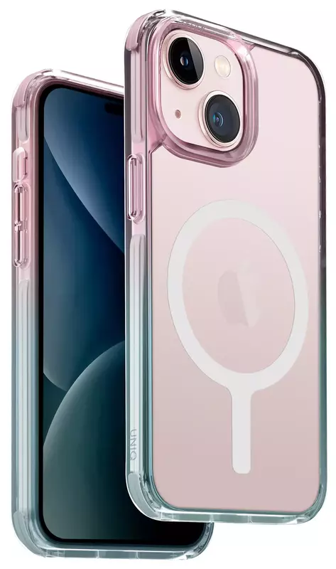 Чохол для Iphone 15 UNIQ MAGCLICK CHARGING COMBAT DUO - PASTEL SKY BLUE/ POWDER PINK (UNIQ-IP6.1(2023)-CDSBLPPK) - фото - №0